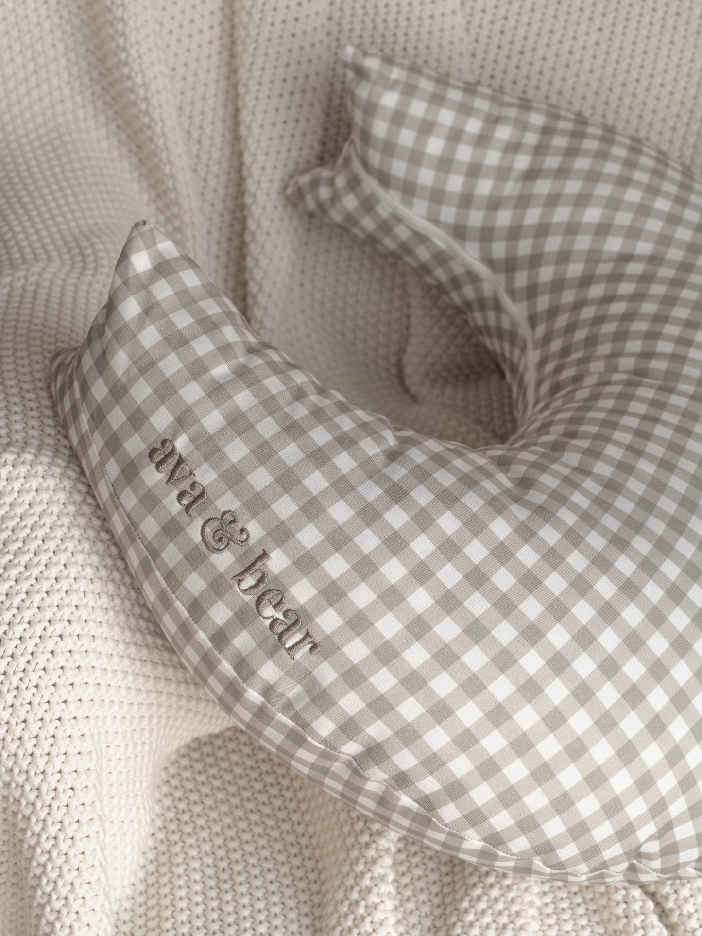 Ash Brown Gingham Crescent Nursing Cushion