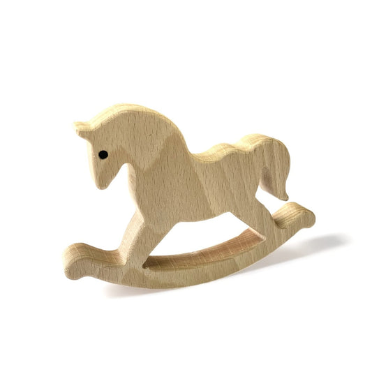 Charming wooden rocking horse crafted from premium beech wood, perfect for tiny tots to enjoy imaginative play with its smooth, natural finish and eco-friendly design.