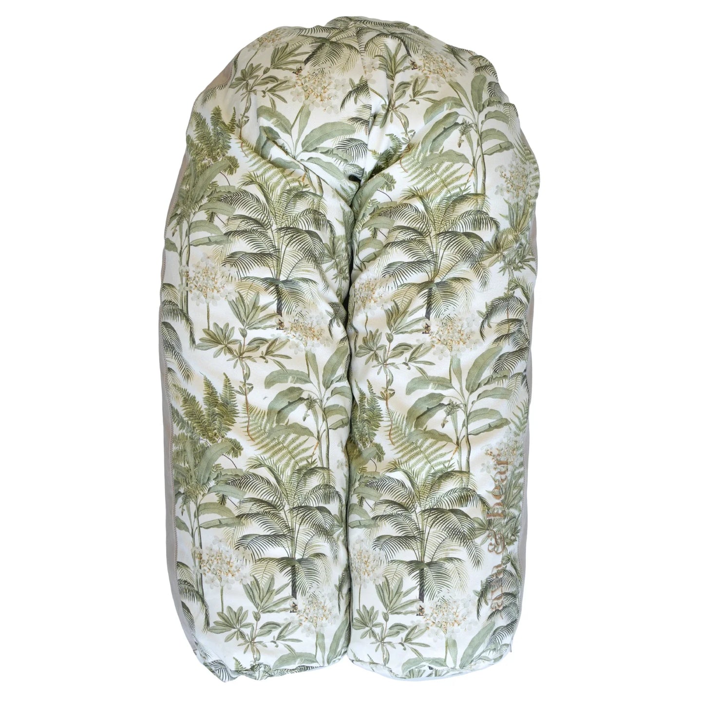 Tropical tapestry plush cushion by Ava & Bear, offering versatile support for pregnancy, nursing, and baby development stages, enhancing comfort and enjoyment for both mother and child.